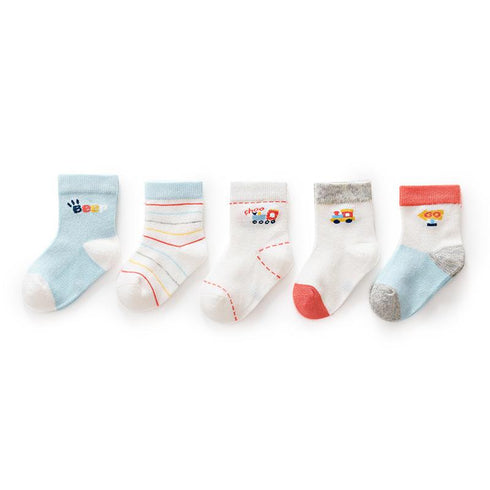 Baby Cartoon Pattern Breathable Socks(5 pairs)